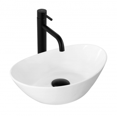 Chiuvete baie - Lavoar pe blat alb lucios, oval 36 cm, Rea Kate