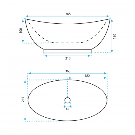 Lavoar pe blat alb lucios, oval 36 cm, Rea Kate [5]