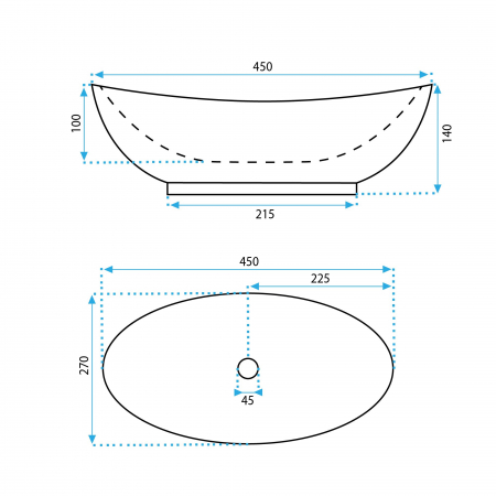 Lavoar pe blat alb lucios, oval 45 cm, Rea Kate [5]
