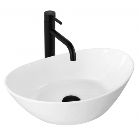 Chiuvete baie - Lavoar pe blat alb lucios, oval 45 cm, Rea Kate