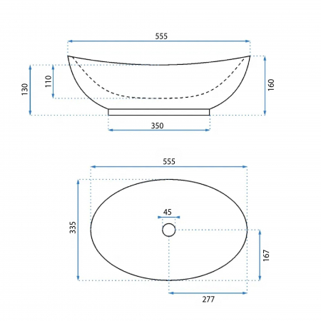 Lavoar pe blat alb lucios, oval 55 cm, Rea Kate [5]