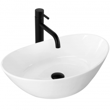 Chiuvete baie - Lavoar pe blat alb lucios, oval 55 cm, Rea Kate