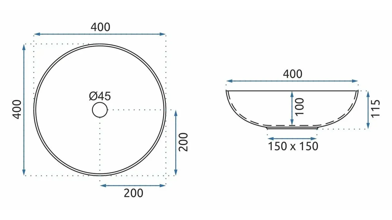 Lavoar rotund Rea Kioto,  model artistic dragon, Alb/Albastru , 40 x 40 cm [5]