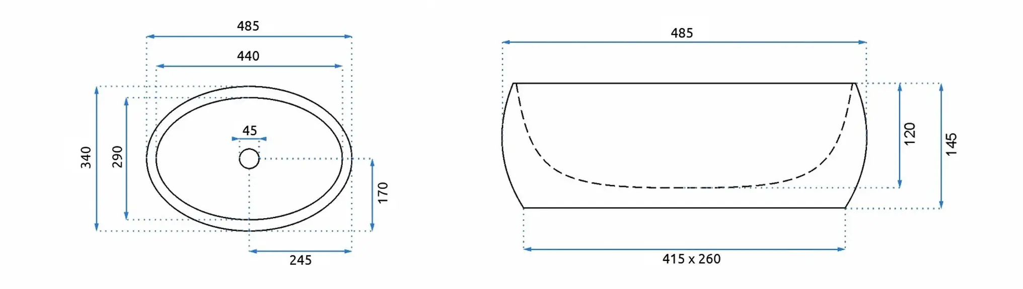 Lavoar oval Rea Linda, ceramică alb lucios, 48.5 x 34 cm [4]