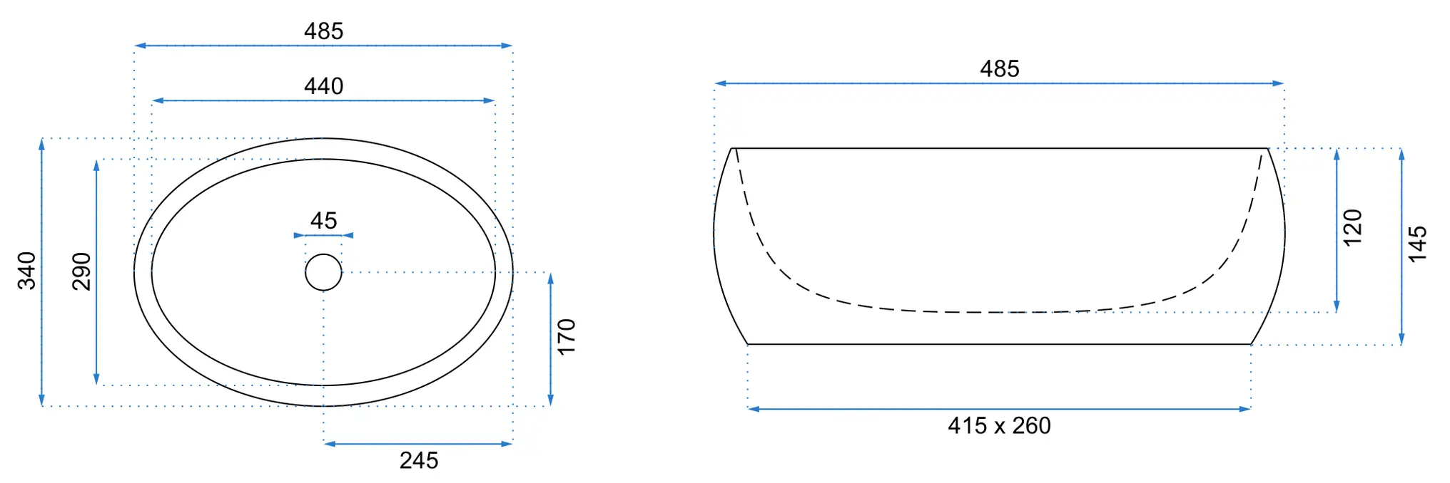 Lavoar oval Rea Linda,  imitație piatră, 48,5 x 34 cm [4]