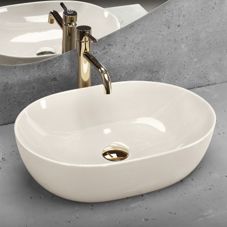 Chiuvete baie - Lavoar pe blat crem lucios, oval,  Rea Lisa