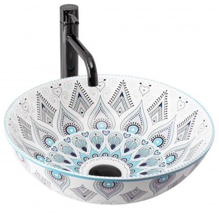 Chiuvete baie - Lavoar pe blat cu model oriental, rotund 40 cm, Rea Mandala