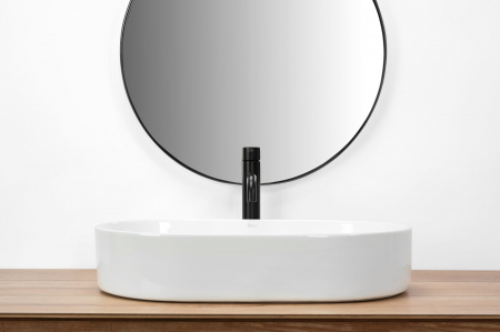 Lavoar pe blat oval REA Nadia 60 cm, ceramică albă, montaj pe blat [3]