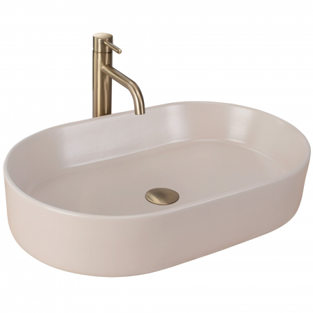 Chiuvete baie - Lavoar pe blat bej mat, oval 60 cm, Rea Nadia