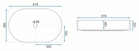 Lavoar pe blat bej mat, oval 60 cm, Rea Nadia [5]