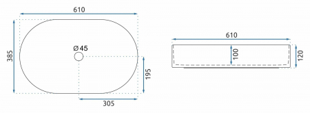 Lavoar pe blat, imitatie piatra, oval 60 cm, Rea Nadia [4]