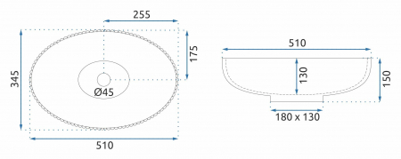 Lavoar pe blat transparent 51 cm, oval, Rea Nicole [9]