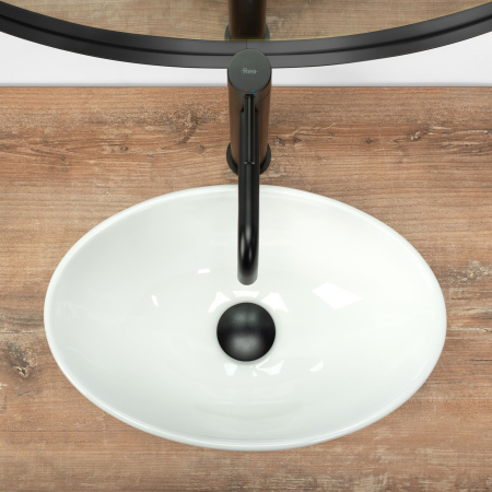 Lavoar baie 40x26 cm, alb lucios, oval, Rea Pamela [3]