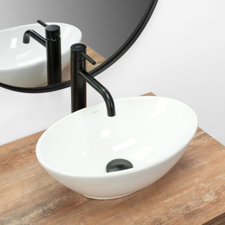 Lavoar baie 40x26 cm, alb lucios, oval, Rea Pamela [1]