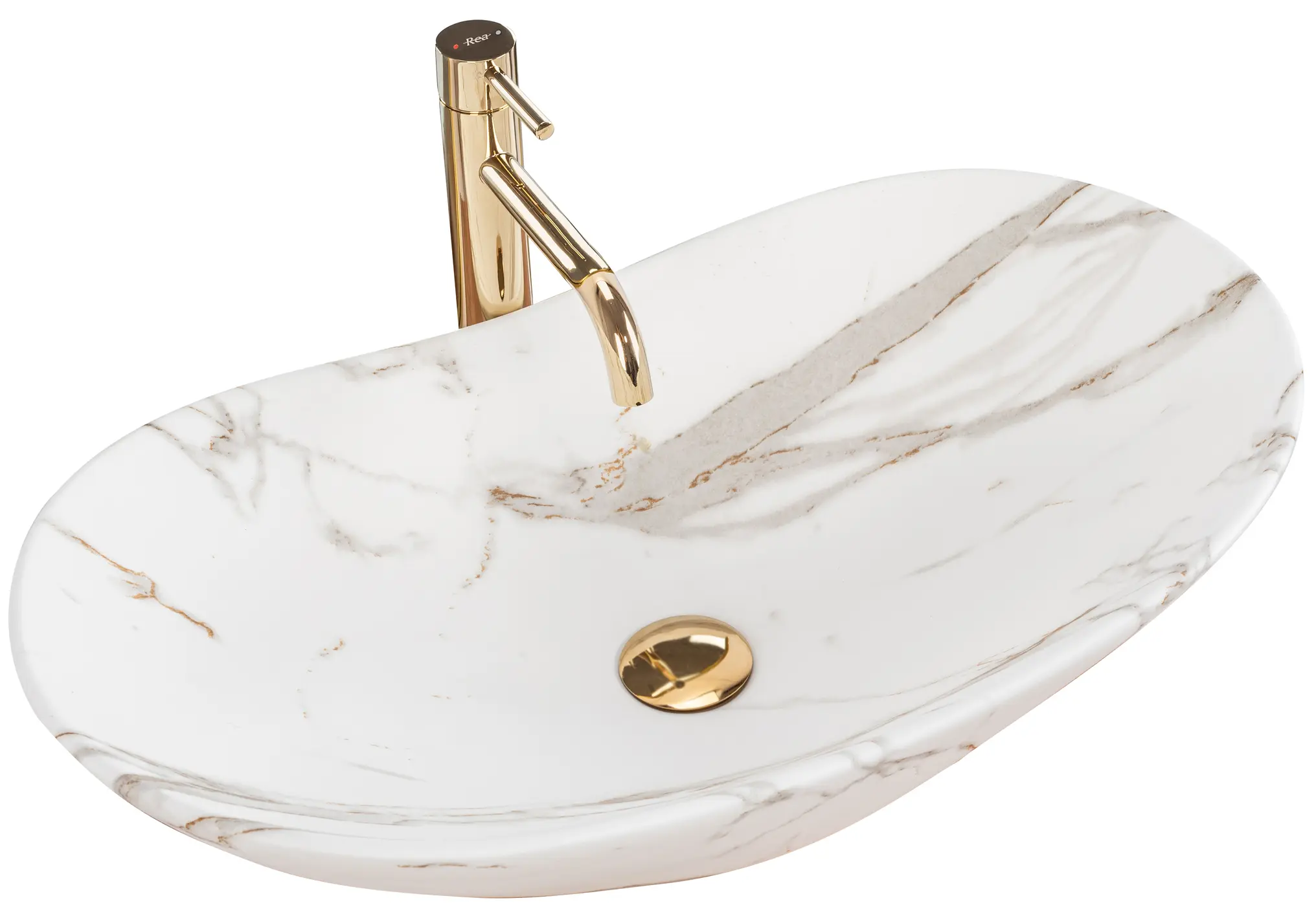 Lavoare baie pe blat - Lavoar oval Rea Royal,  imitație piatră 60,5 x 36 cm