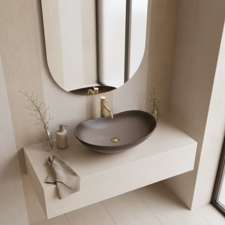 Lavoar baie 62x36 cm, maro mat, oval, Rea Royal Ombre [3]
