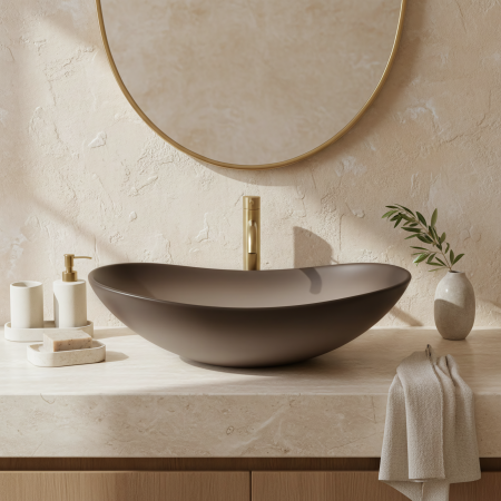 Lavoar baie 62x36 cm, maro mat, oval, Rea Royal Ombre [1]