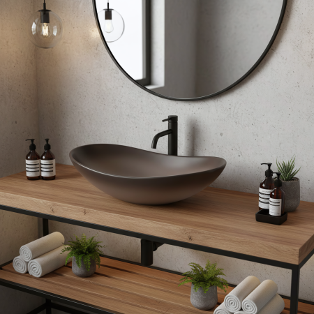 Lavoar baie 62x36 cm, maro mat, oval, Rea Royal Ombre [5]