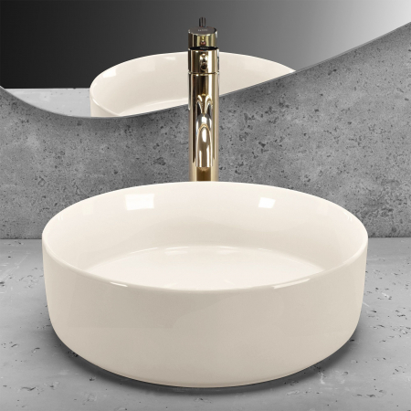 Lavoar pe blat crem lucios, rotund 36 cm, Rea Sami [2]