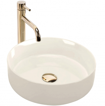 Chiuvete baie - Lavoar pe blat crem lucios, rotund 36 cm, Rea Sami