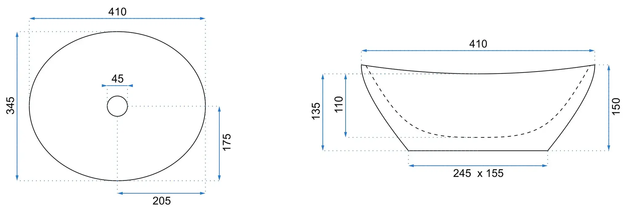 Lavoar pe blat Rea Sofia alb cu exterior auriu, oval, ceramică lucioasă, 41,5 x 33,5 cm [5]