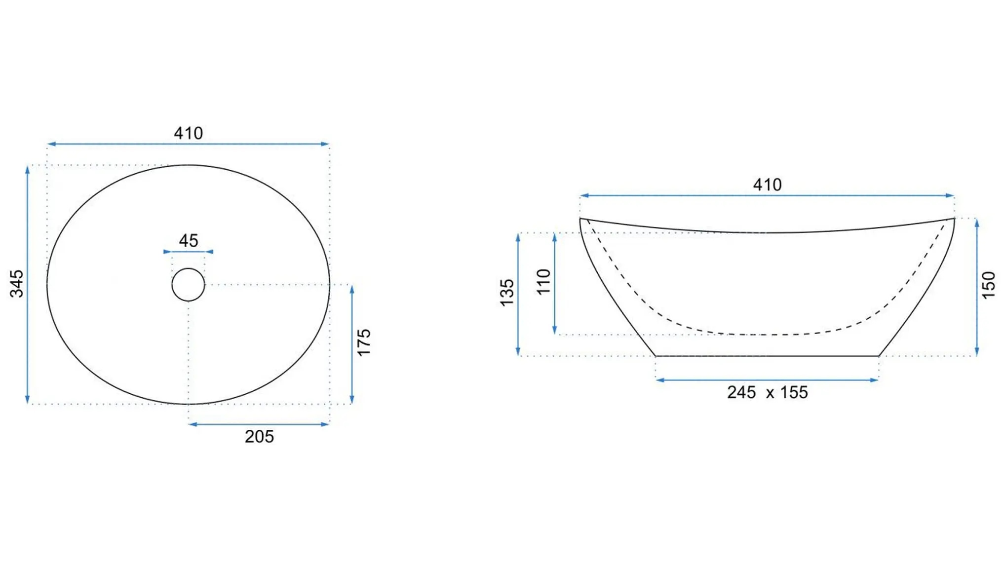 Lavoar oval Rea Sofia, alb/auriu, 41 x 34.5 cm [4]