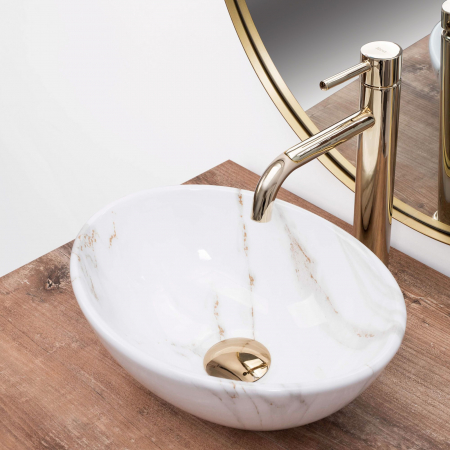 Lavoar oval Rea Sofia, ceramică cu finisaj lucios, imitatie piatră , 35x26 cm [4]