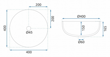Lavoar pe blat transparent 40 cm, rotund, Rea Sue [5]