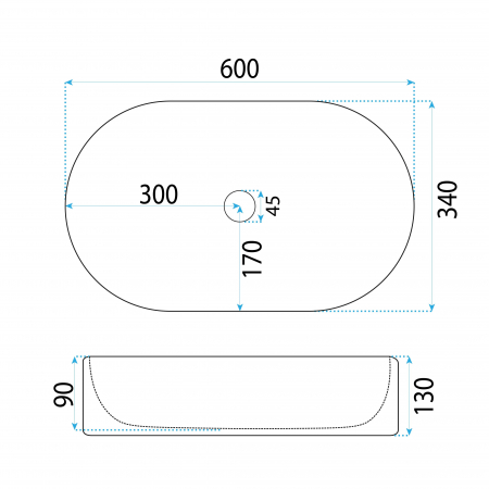 Lavoar pe blat alb lucios, oval, cu riflaje 3D, Rea Vanda [5]