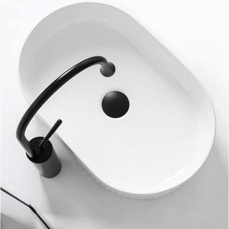Lavoar pe blat alb lucios, oval 49 cm, cu riflaje 3D, Rea Vanda [3]