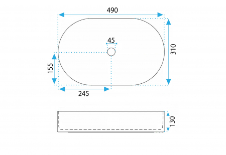 Lavoar pe blat alb lucios, oval 49 cm, cu riflaje 3D, Rea Vanda [4]