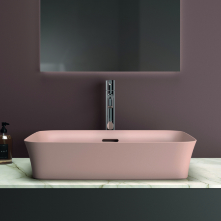 Lavoar pe blat roz lucios 55 cm, dreptunghiular, cu preaplin, Ideal Standard Ipalyss [4]