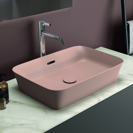 Lavoar pe blat roz lucios 55 cm, dreptunghiular, cu preaplin, Ideal Standard Ipalyss [6]
