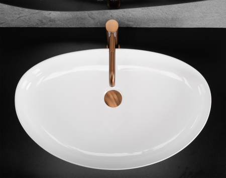 Lavoar cu montare pe blat 65 cm, oval, alb lucios, Rea Sabina [3]