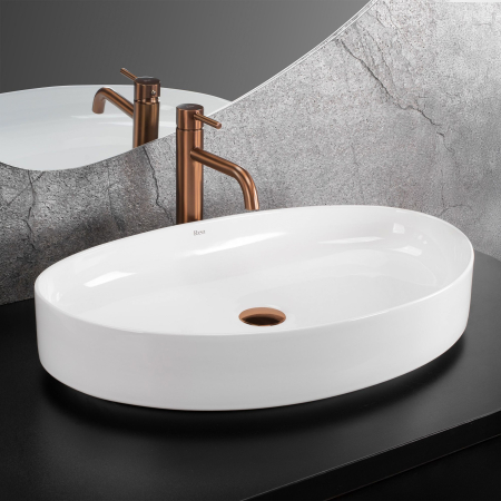 Lavoar cu montare pe blat 65 cm, oval, alb lucios, Rea Sabina [1]