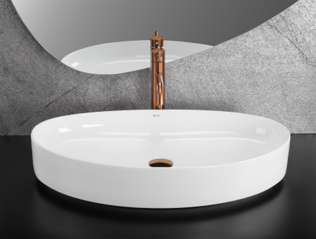 Lavoar cu montare pe blat 65 cm, oval, alb lucios, Rea Sabina [2]