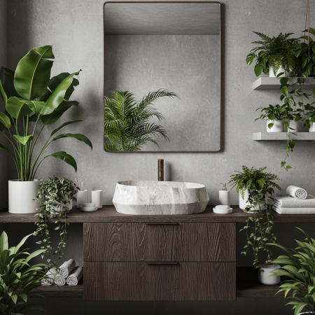 Lavoar baie 59x38 cm, oval, gri imitatie piatra, Rea Zoe [4]