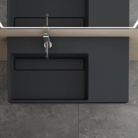 Lavoar gri mat 75 cm, montare pe blat sau suspendat, dreptunghiular, Rea Archi [4]