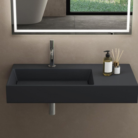 Lavoar gri mat 75 cm, montare pe blat sau suspendat, dreptunghiular, Rea Archi [3]