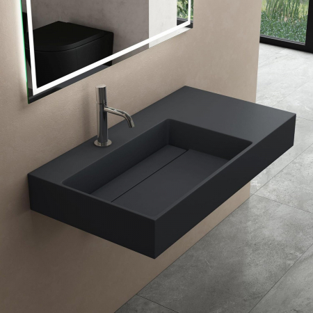 Lavoar gri mat 75 cm, montare pe blat sau suspendat, dreptunghiular, Rea Archi [2]