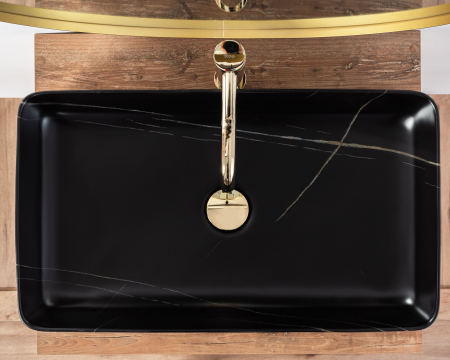 Lavoar dreptunghiular Rea Denis, negru cu aspect de piatră, 61,5 x 35 cm [5]