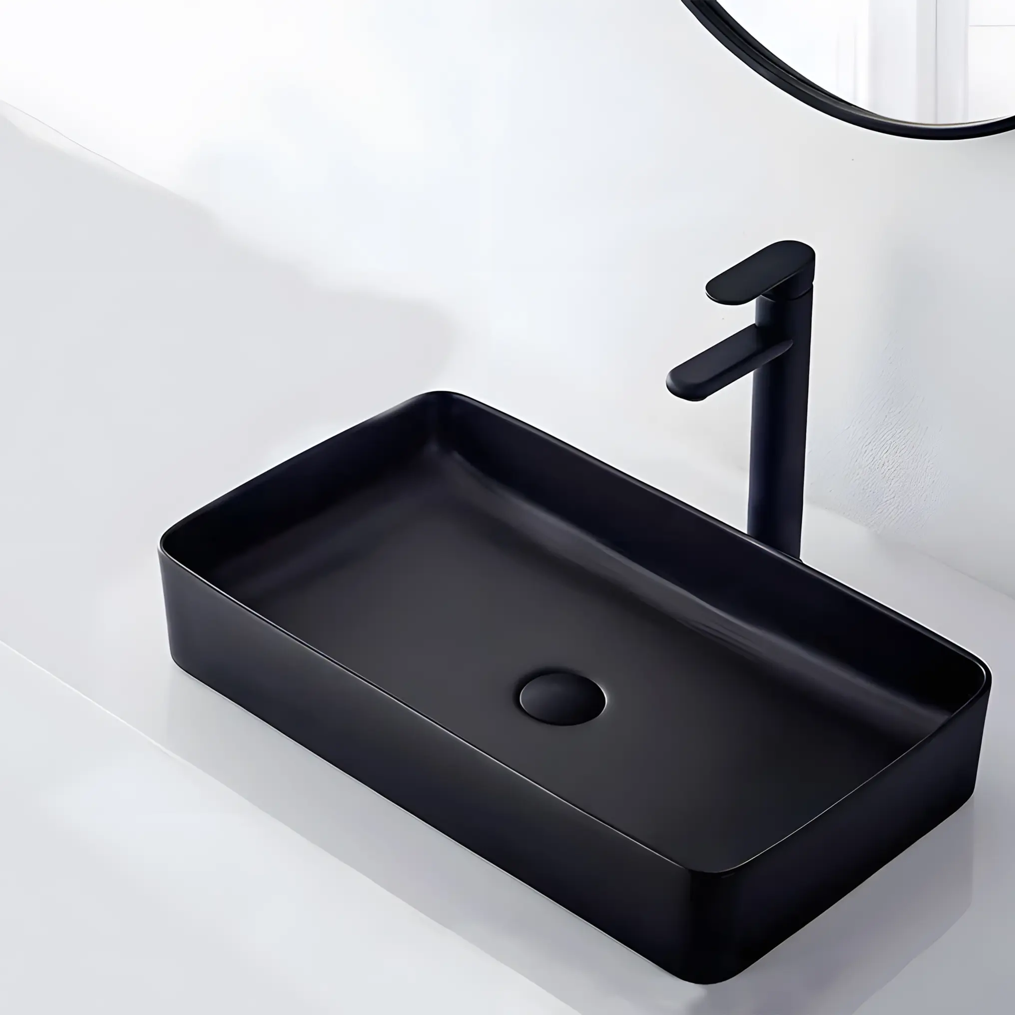 Lavoar dreptunghiular Rea Denis, ceramică negru mat, 61 x 35 cm [3]