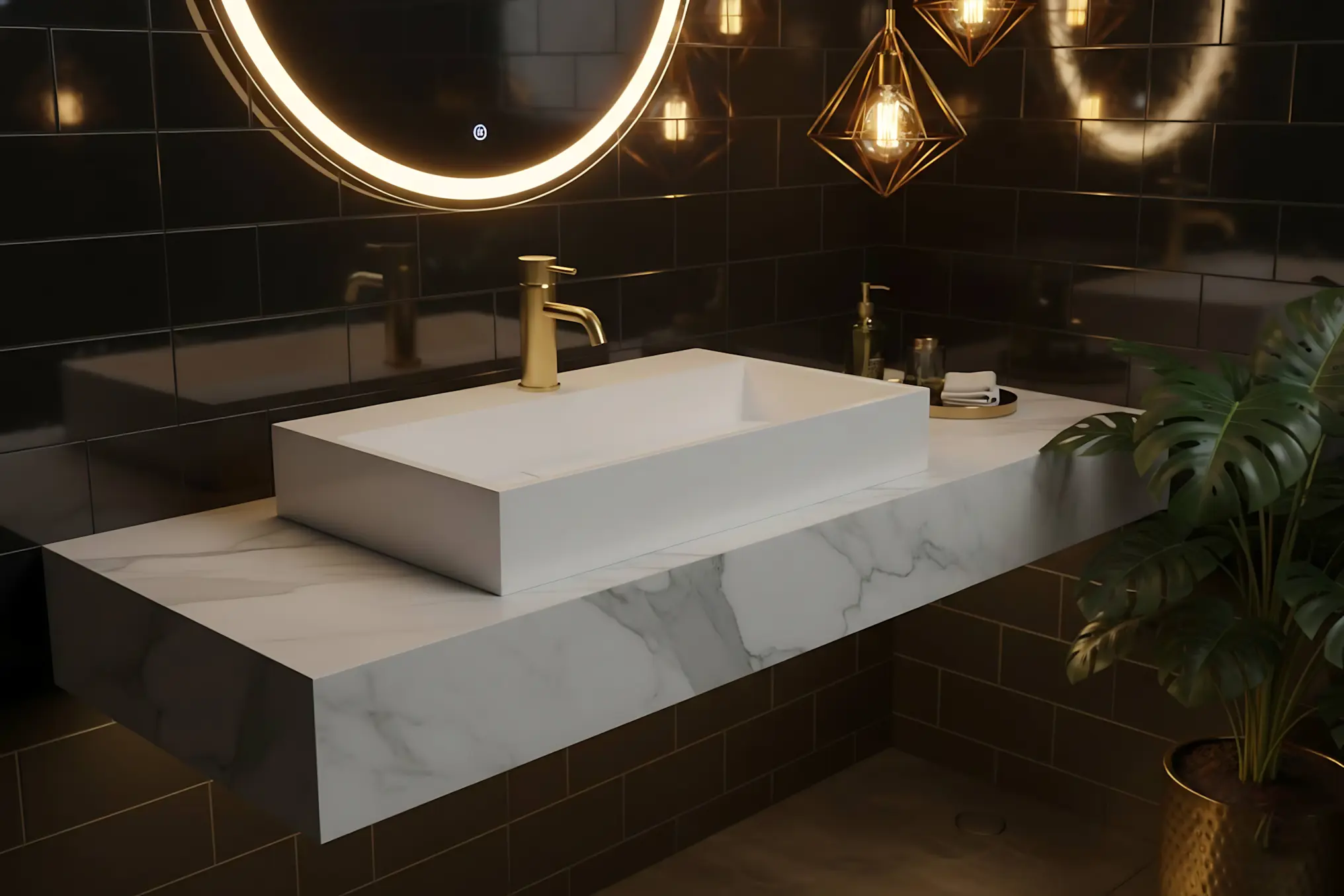 Lavoar dreptunghiular Rea Goya, alb mat, 60 x 37 cm [1]