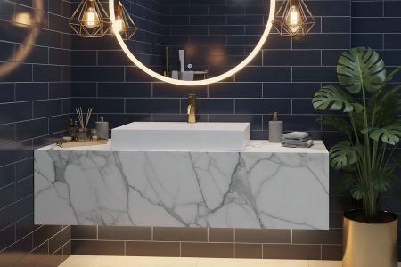 Lavoar cu montare pe blat 70 cm, alb, Rea Goya [6]