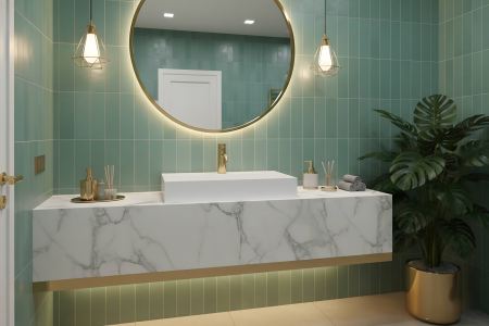 Lavoar cu montare pe blat 70 cm, alb, Rea Goya [2]