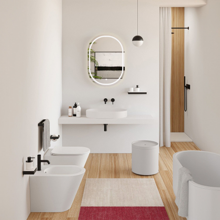 Lavoar din compozit pe blat alb, oval 71 cm, Rea Iris [6]