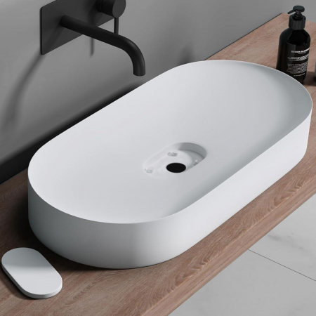 Lavoar din compozit pe blat alb, oval 71 cm, Rea Iris [3]