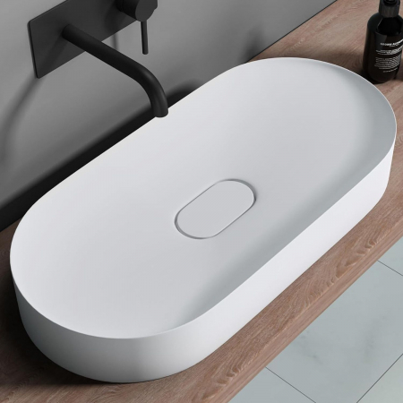 Lavoar din compozit pe blat alb, oval 71 cm, Rea Iris [4]