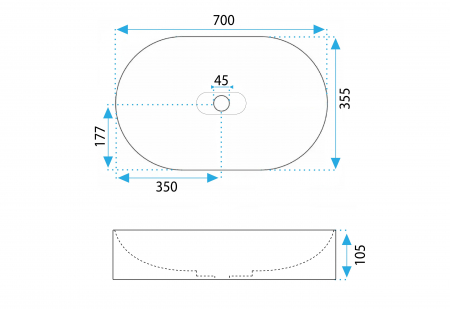Lavoar din compozit pe blat alb, oval 71 cm, Rea Iris [8]