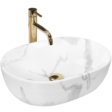 Lavoar cu montare pe blat 48x34 cm, imitatie piatra finisaj lucios, oval, Rea Amelia [0]